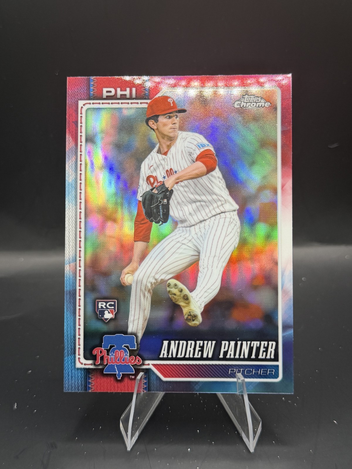 2026 MLB Topps Chrome – Andrew Painter Red White and Blue Refractor #160 Rookie
