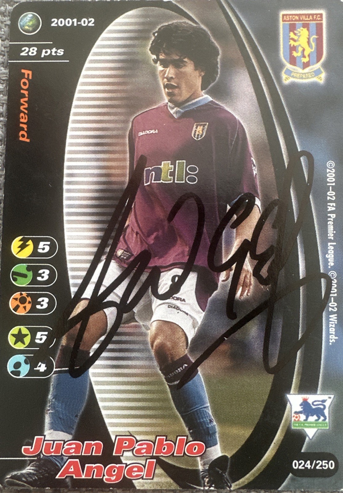 Aston Villa Juan Pablo Angel Signed Wizards Of The Coast Card