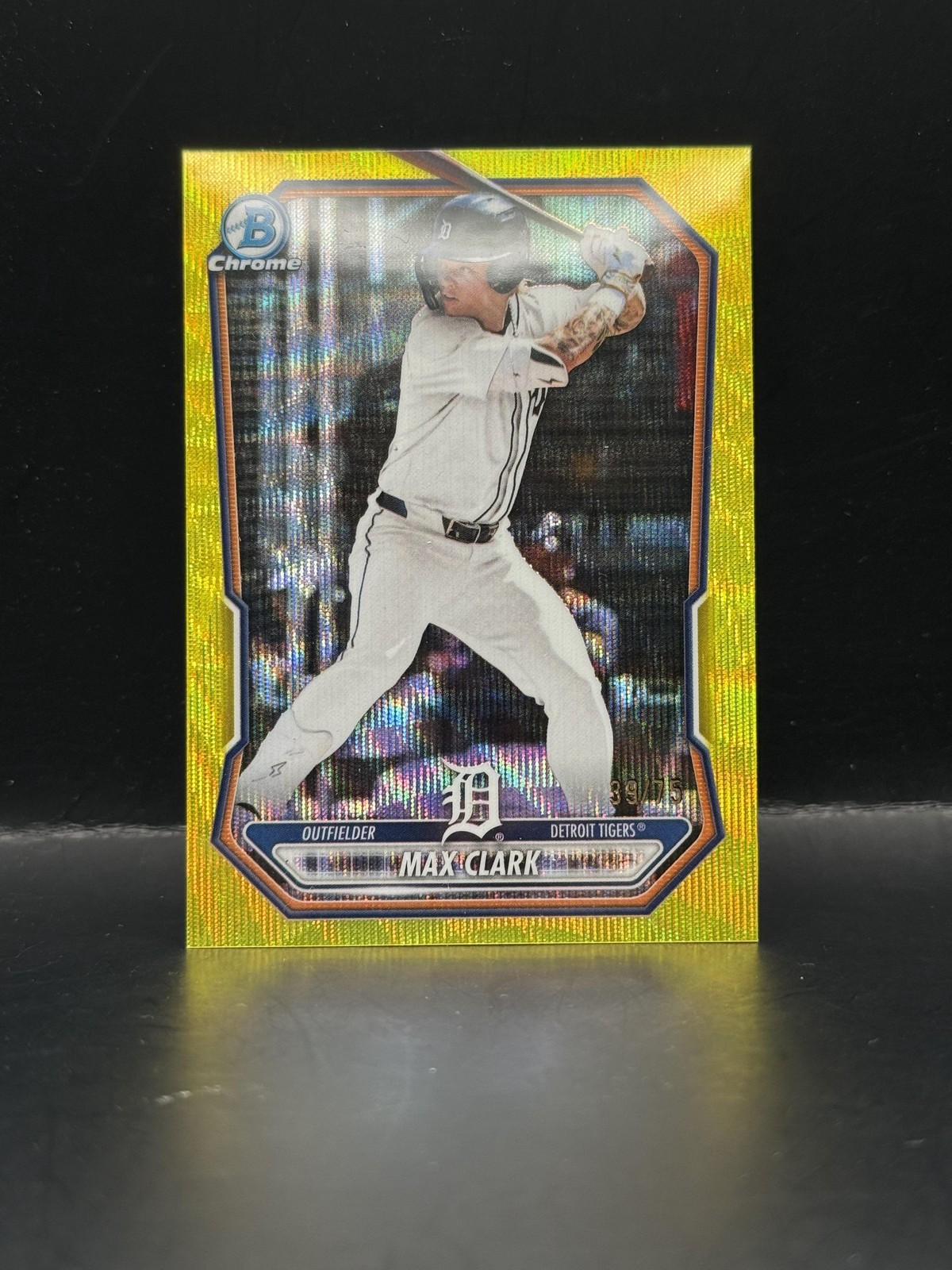 #BCP-2 Max Clark 2026 Bowman SN #/75 Detroit Tigers sports Chrome Yellow Wave