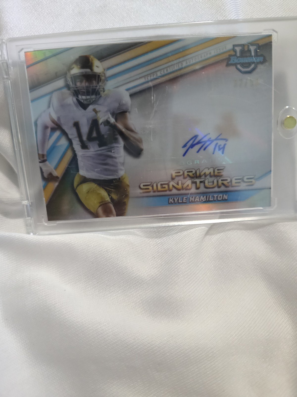 2021-22 Bowman University #PCS-KH Kyle Hamilton Prime Chrome Signatures #/50