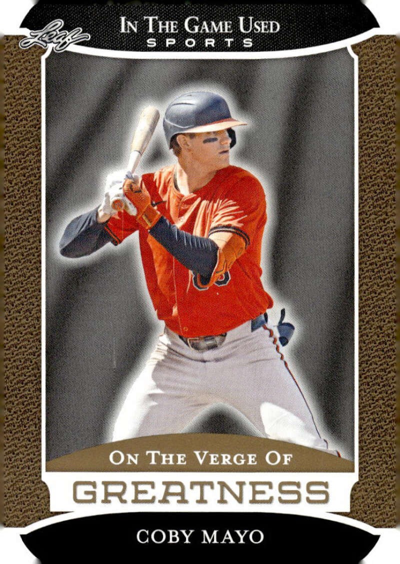 COBY MAYO RC 2024 Leaf In Game Used Greatness Gold #9 ROOKIE MLB Oriol ID:157483