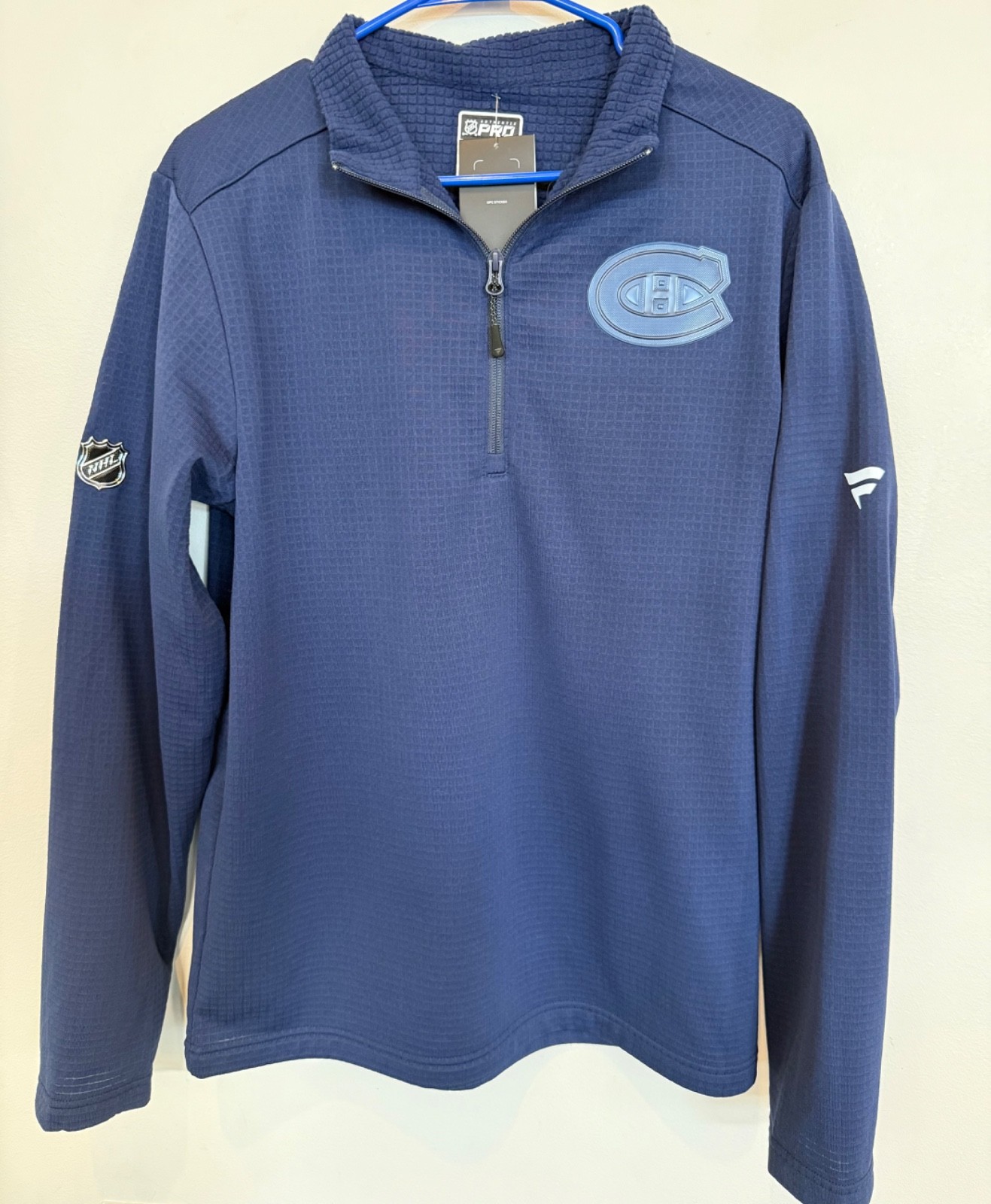 Men’s Large NWT Montreal Canadiens Fanatics Authentic Half Zip Jacket Navy