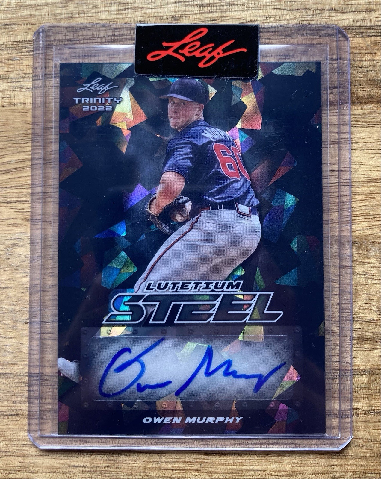 2022 Leaf Trinity Owen Murphy Atlanta Braves Crystal Black Steel Auto 1/1