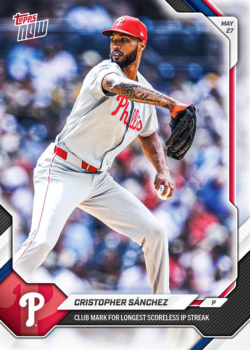Cristopher Sanchez 2026 MLB Topps Now #258 Longest Scoreless IP Phillies Presale