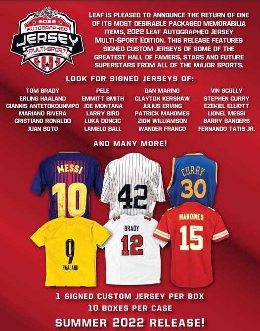 2022 Leaf Autographed Jersey Multi-Sport Edition Sealed Box – 1 Signed Jersey