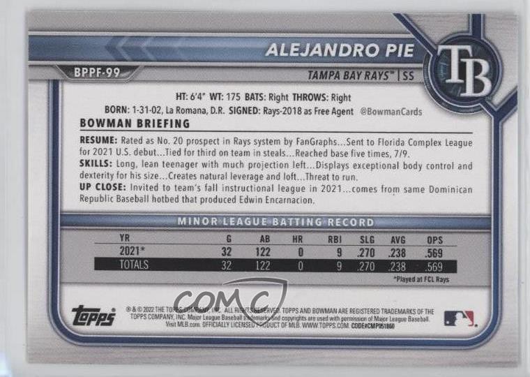 2022 Bowman 1st Edition Alejandro Pie #BPPF-99 1bc4