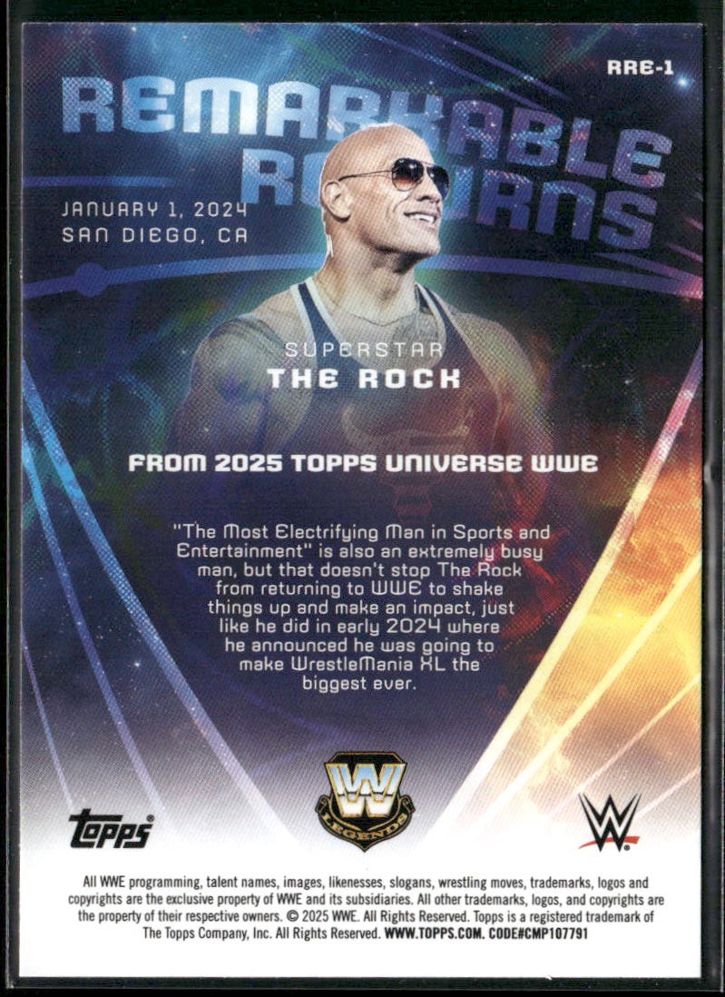 2025 Topps Universe WWE #RRE-1 The Rock Remarkable Returns