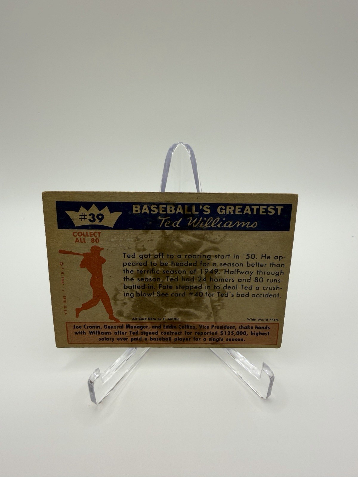 1959 Fleer Ted Williams – Ted Williams, Joe Cronin, Eddie Collins #39 *poor*