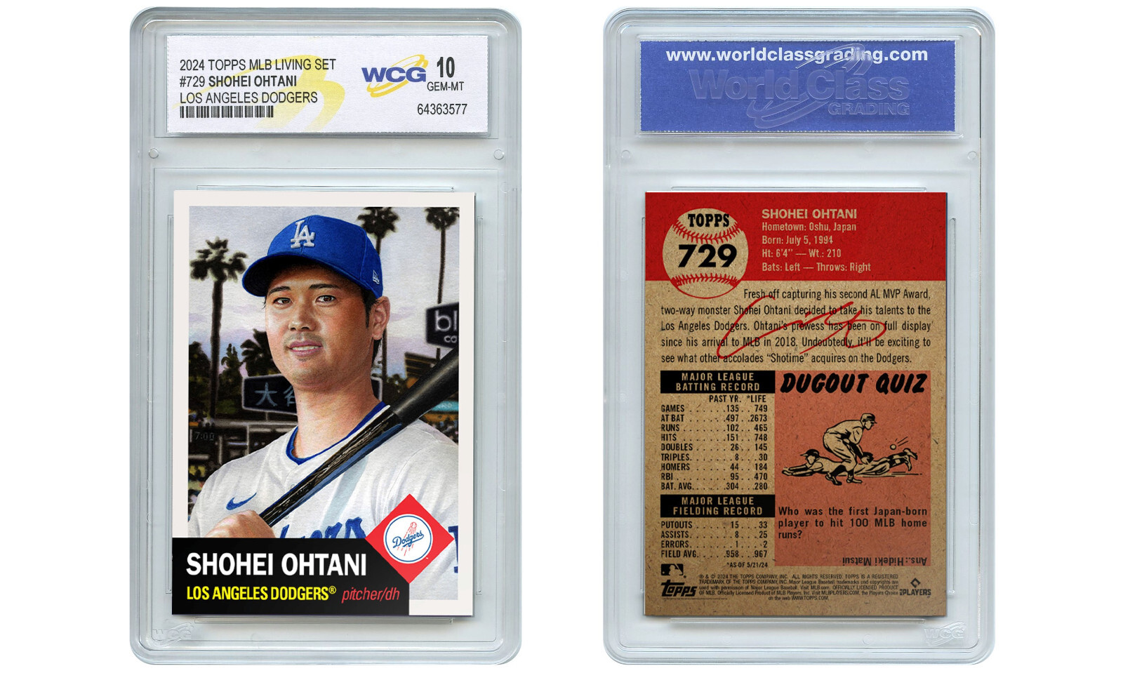 2024 Topps MLB Living Set SHOHEI OHTANI Los Angeles Dodgers Card 729 GEM MINT 10