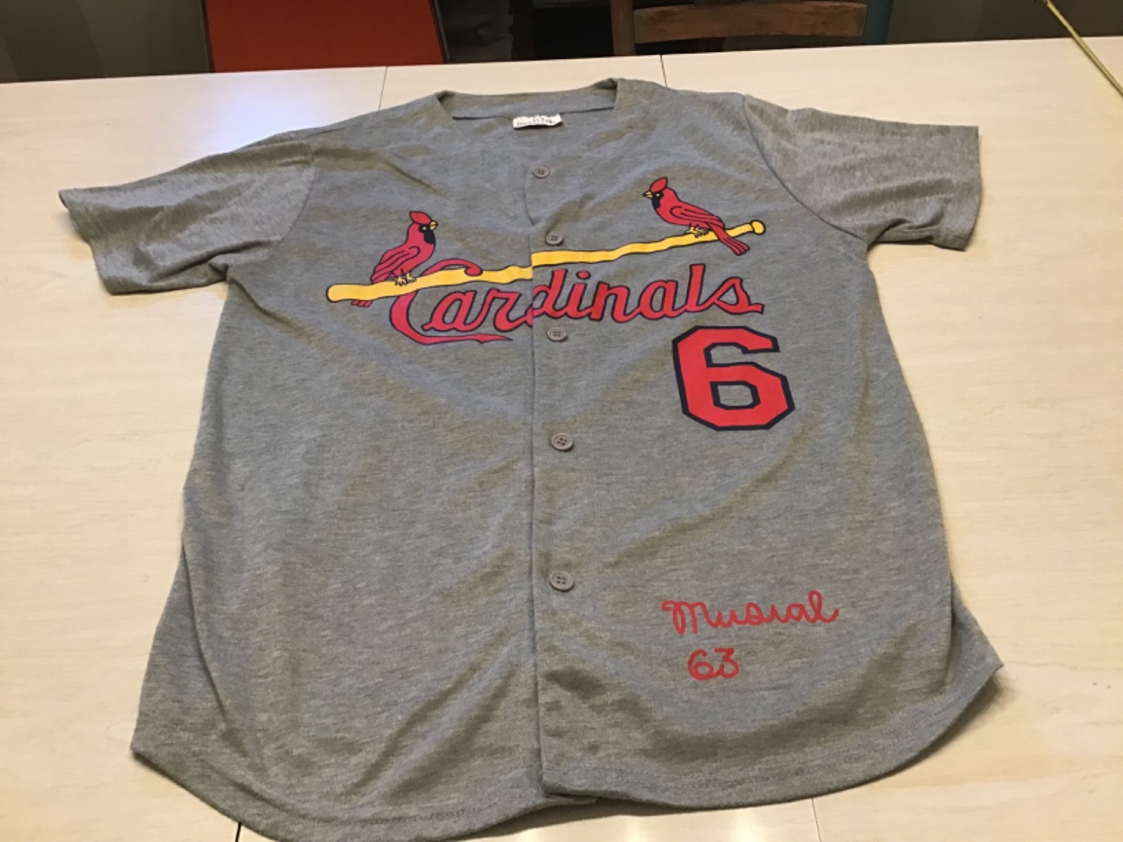 St Louis Cardinals Match Up Promotions Stan Musial #6 Promo Button Up Jersey M/L