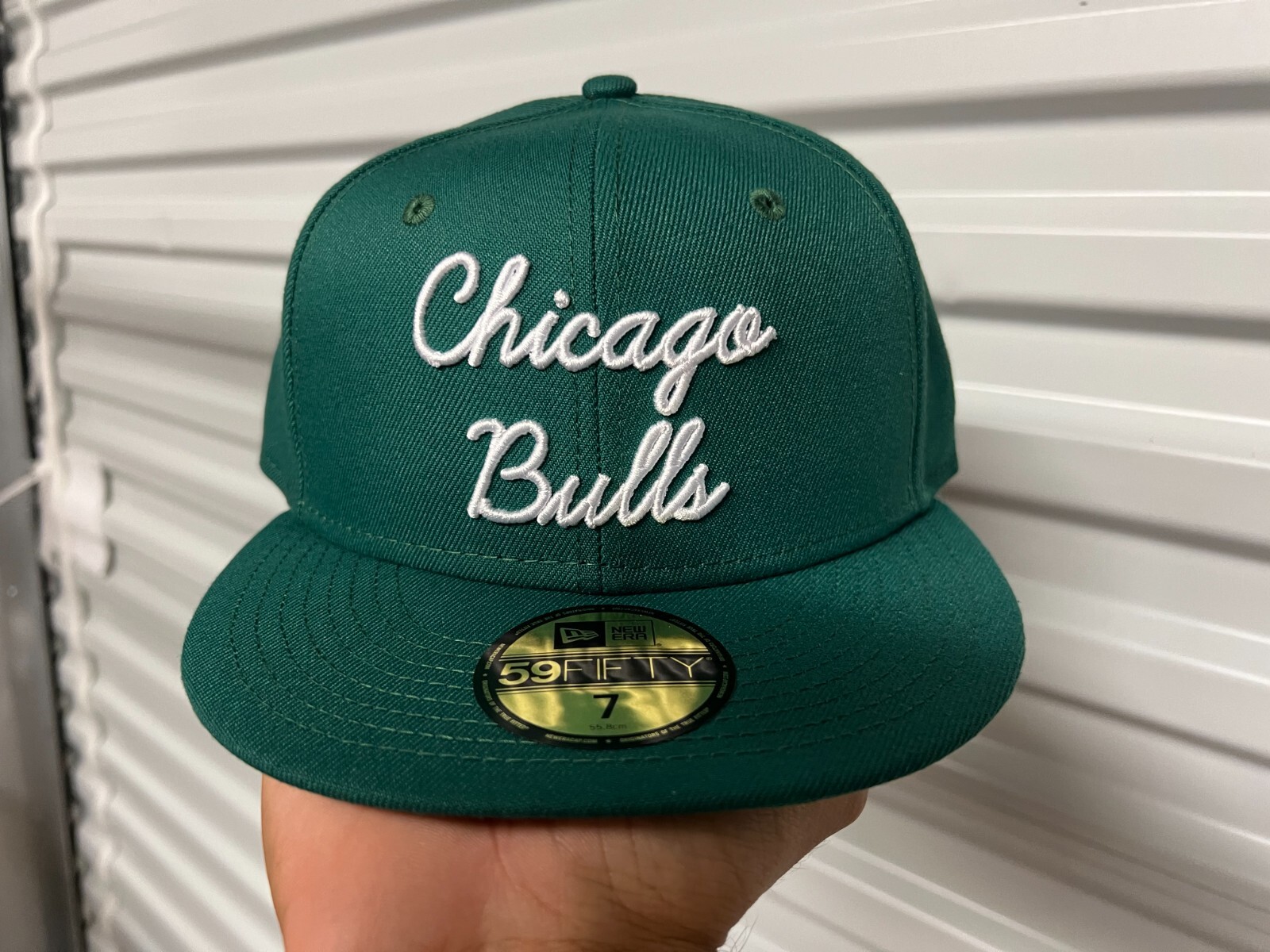 Chicago Bulls NBA Script Green White Fitted Hat – New