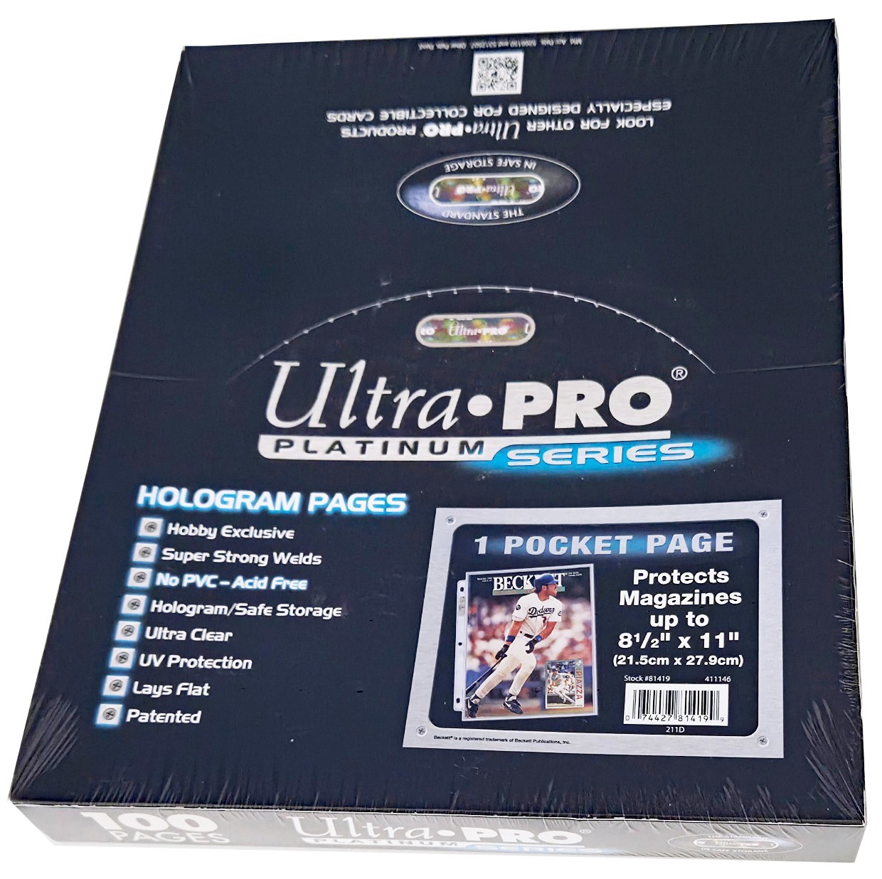 100 Ultra Pro Platinum 1-Pocket 8.5×11 Pages Sheets Protectors Binder 8-1/2″x11″