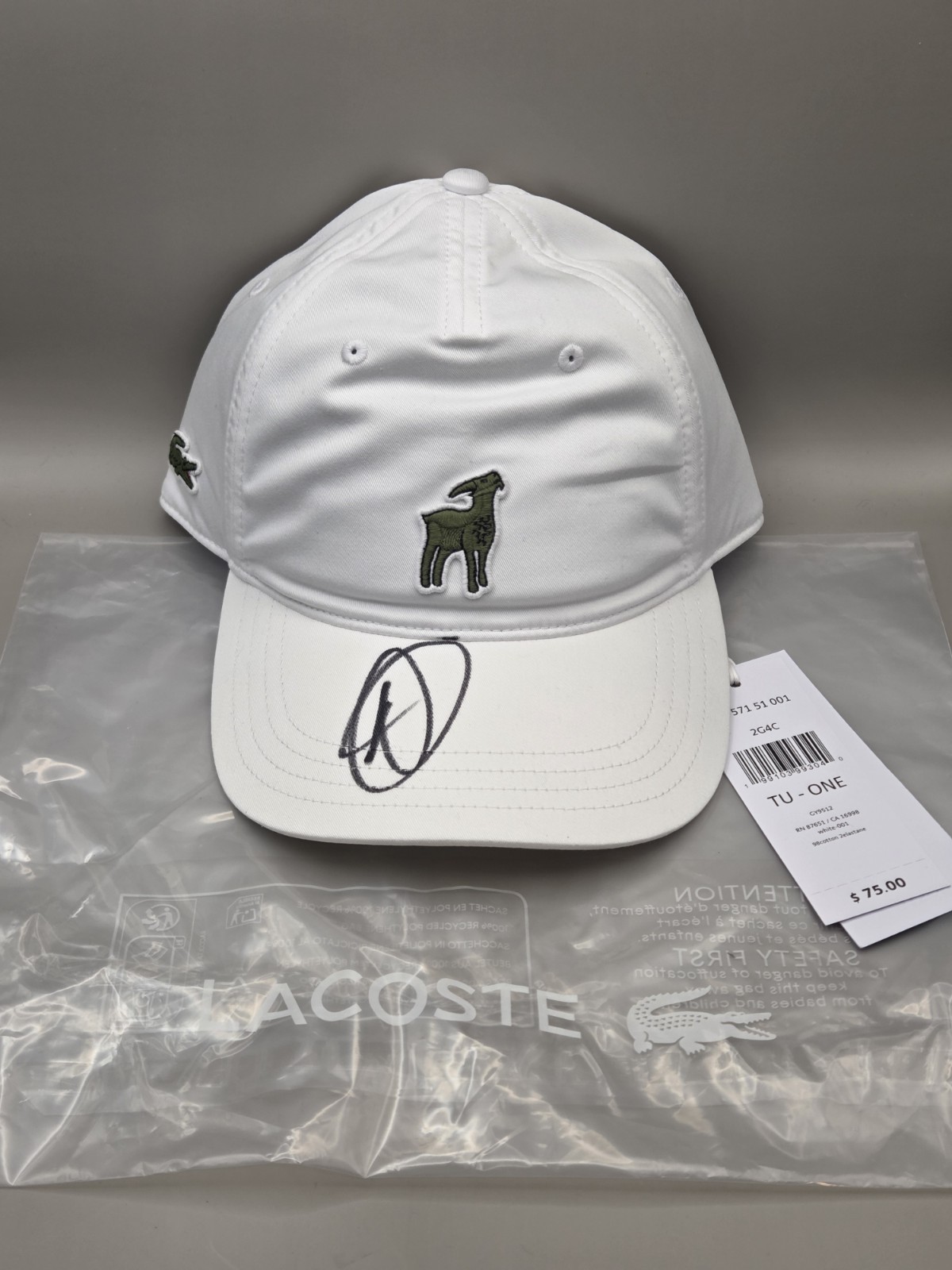 NOVAK DJOKOVIC signed autographed OFFICIAL LACOSTE LE GOAT HAT BECKETT (BAS) 🐐