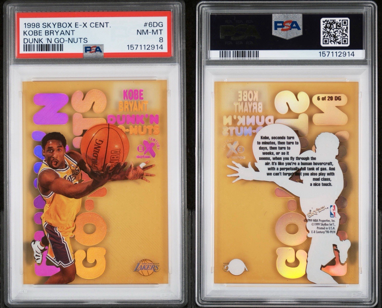 1998-99 Skybox EX Century Kobe Bryant #6 Dunk’N Go Nuts Acetate PSA 8