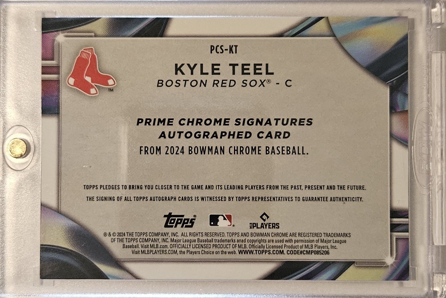 2024 Bowman Chrome Kyle Teel #PCS-KT Prime Signatures Card /50 Red Sox White Sox