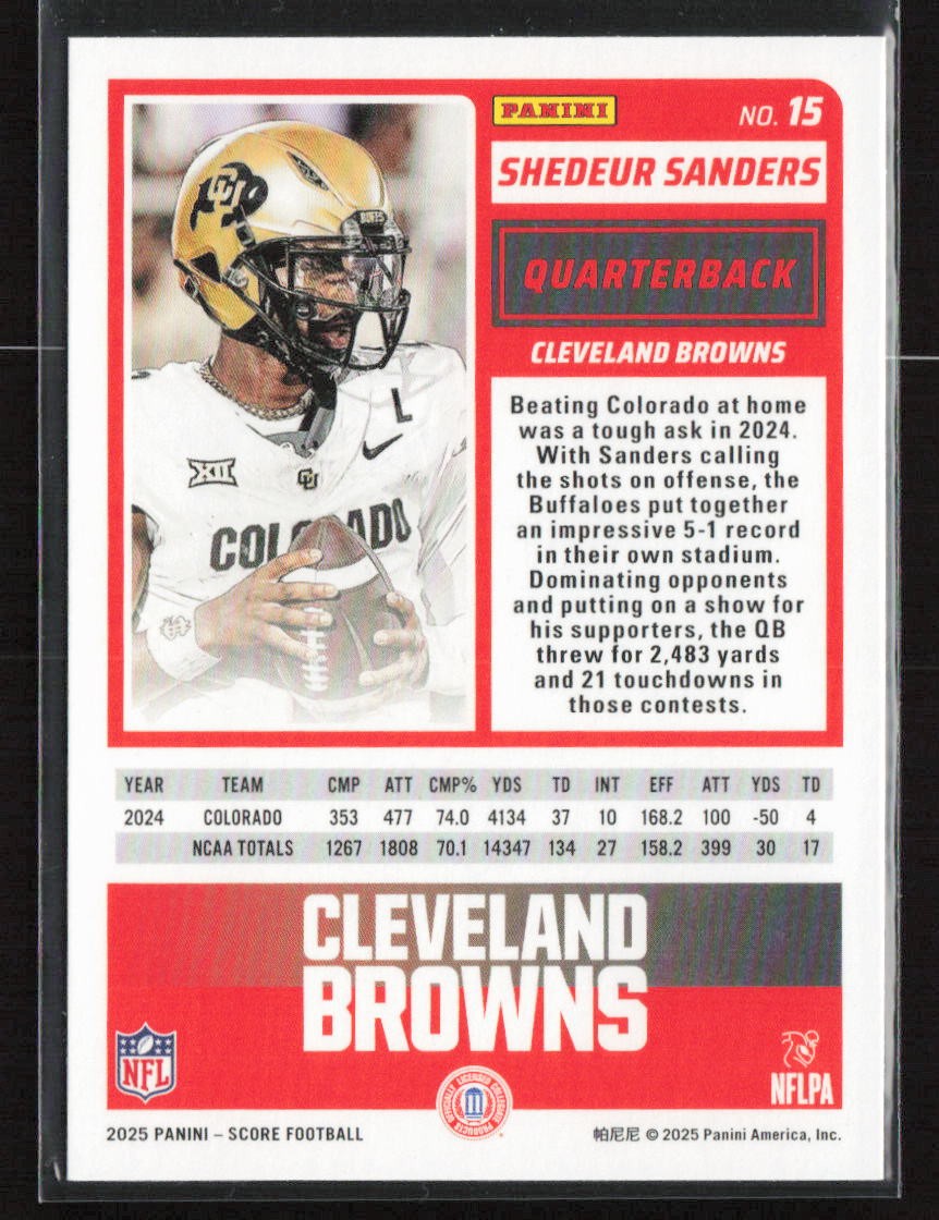 Shedeur Sanders 2025 Score-A-Treat #15 Rookie Cleveland Browns