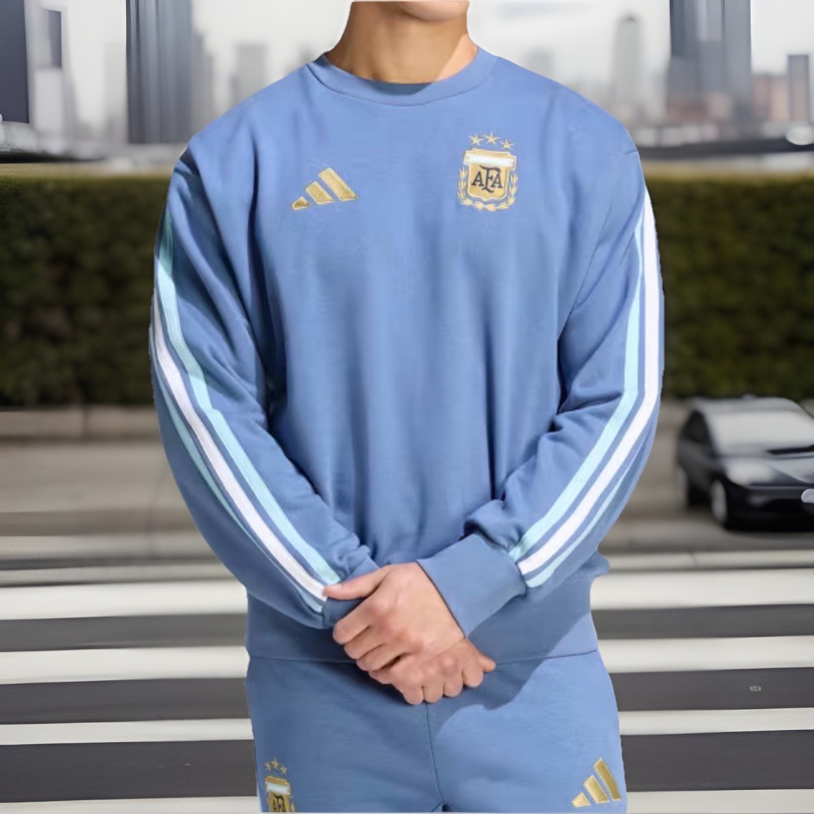 Adidas Argentina Soccer Men’s Crew DNA Sweatshirt Blue Size XL New