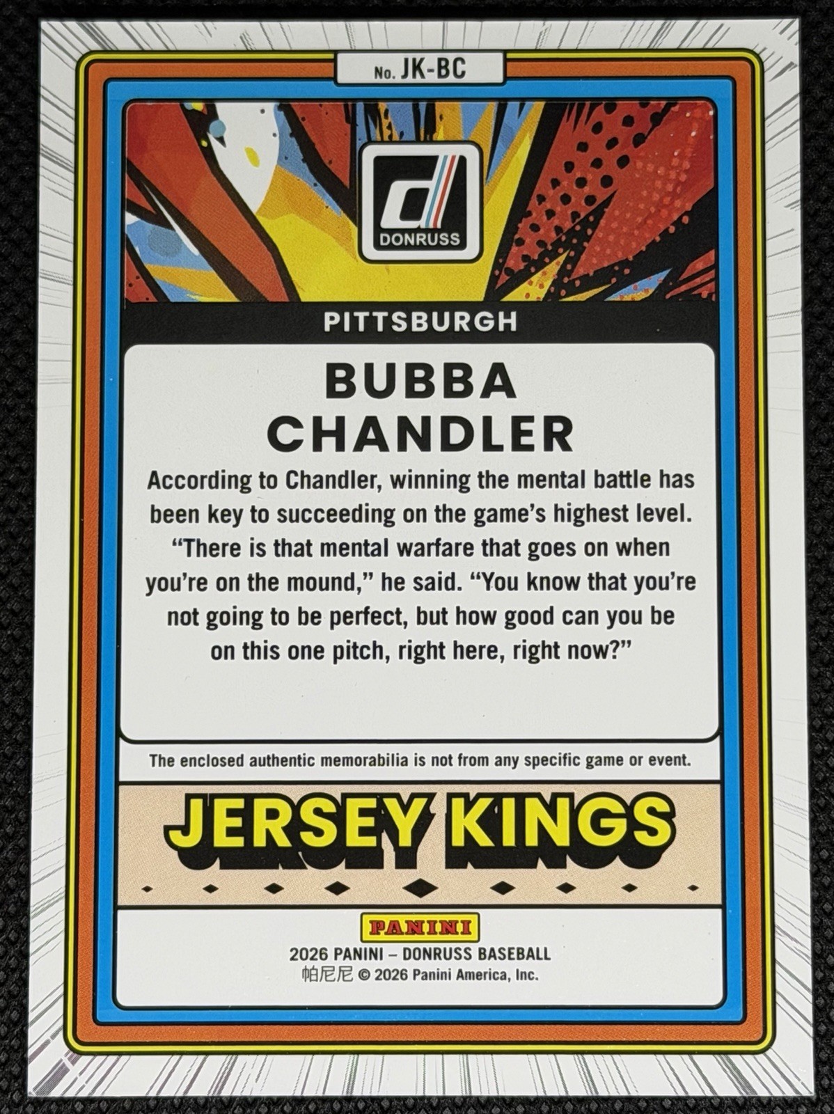 2026 Panini Donruss Bubba Chandler Pirates Jersey Kings RC patch!