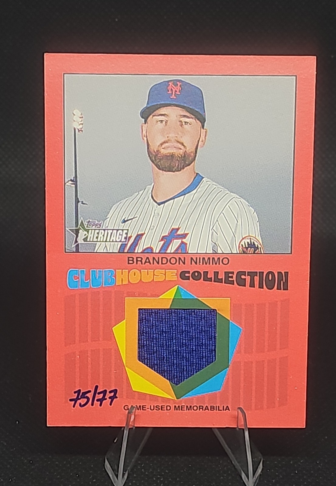 2026 Topps Heritage – Clubhouse Collection Relics Brandon Nimmo #CCR-BN Red /77