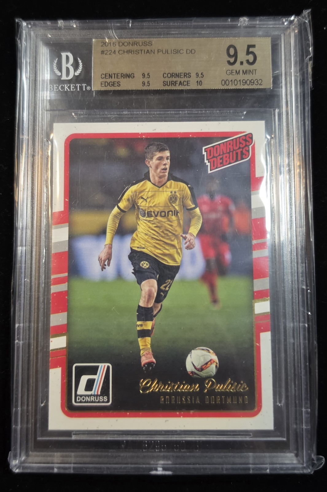 2016 Panini Donruss Debuts Christian Pulisic BGS 9.5 #224 USMNT GEM RC Rookie