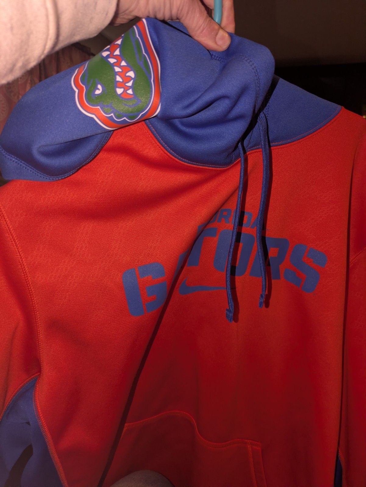 FL Gators Sweatshirt Hoodie Men Large Orange/Blue NCAA Football Nike Therma-FIT