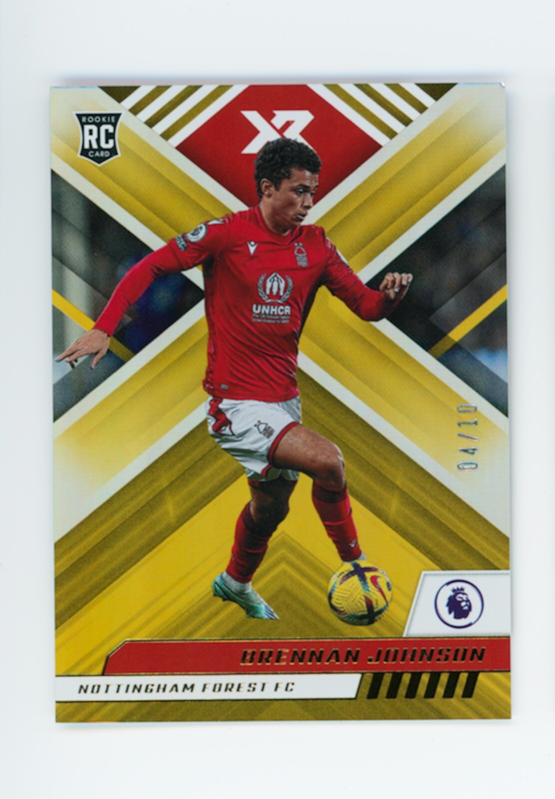 2022-23 Brennan Johnson Panini Chronicles XR Gold Nottingham Forest Rookie 4/10
