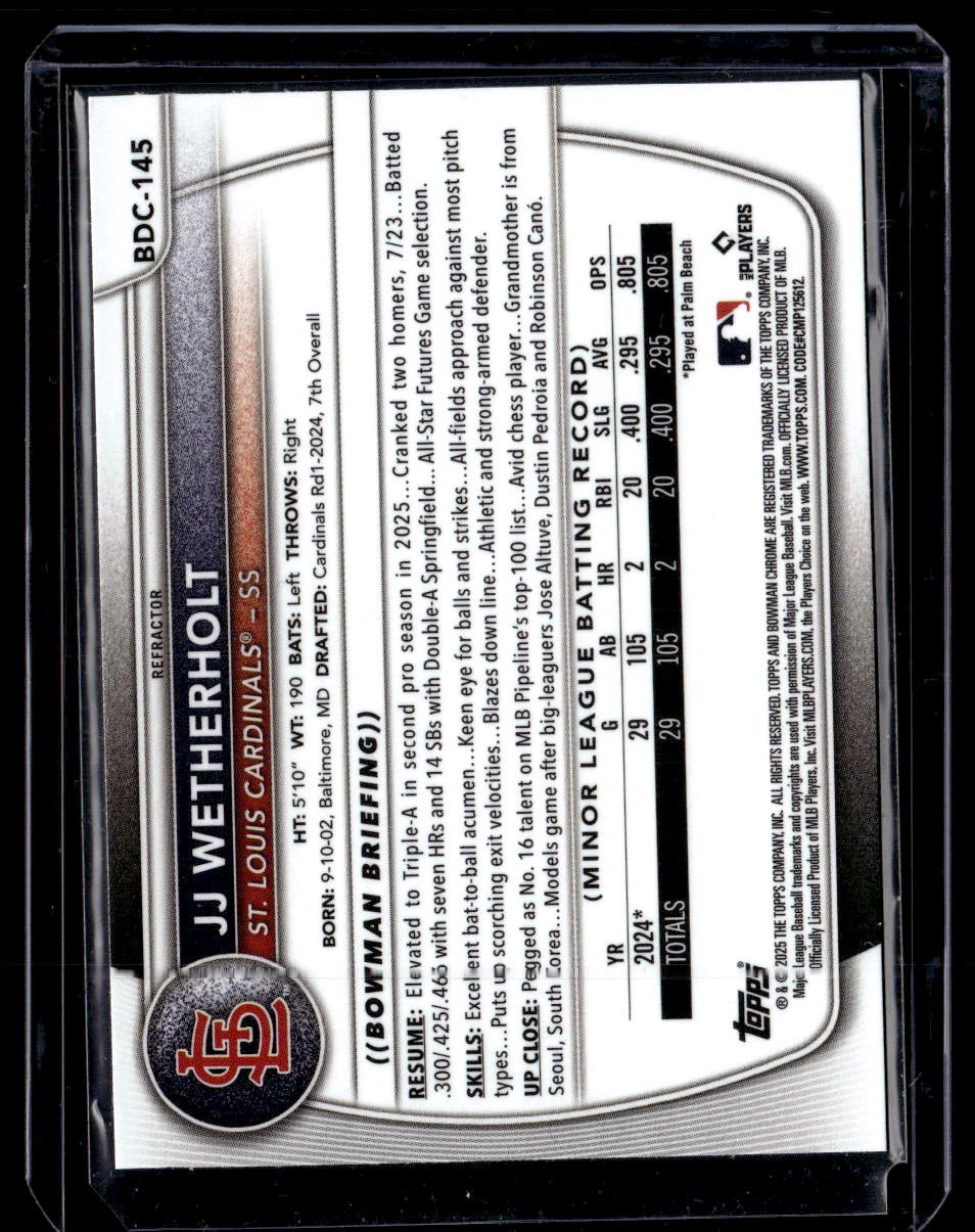 2025 Bowman Draft #BDC-145 JJ Wetherholt Chrome Refractor