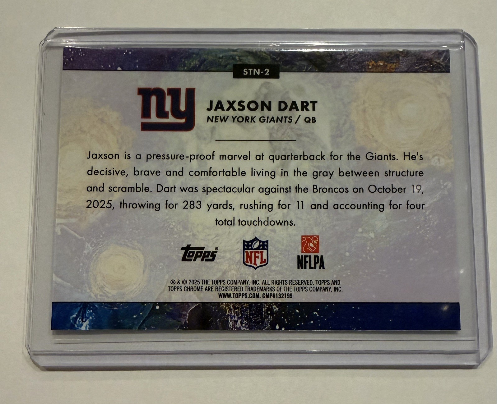 Topps Cosmic Jaxson Dart Stars Of The Night STN-2 RC Insert Giants NFL 2025