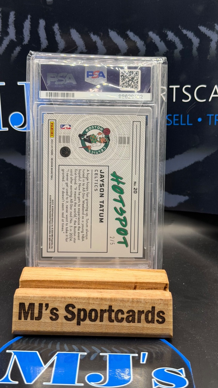 JAYSON TATUM 2023 OBSIDIAN #20 HOTSPOT-EE DEEP SEA MOJO 2/5 PSA 9 POP 1
