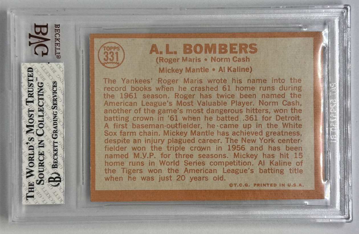 1964 Topps Mantle/Kaline/Maris/Cash #331 HOF AL Bombers – BVG 6