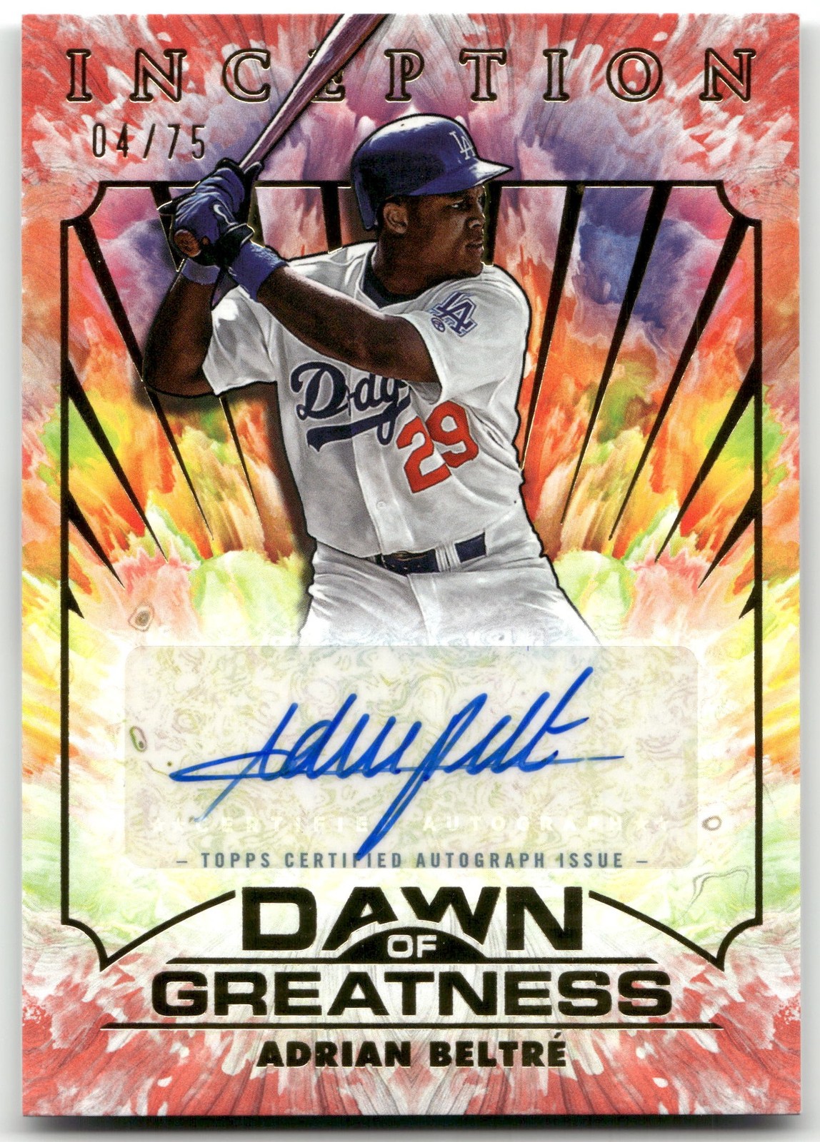 2025 Topps Inception Adrian Beltre #DOGA-AB Dawn of Greatness Auto /75 Dodgers
