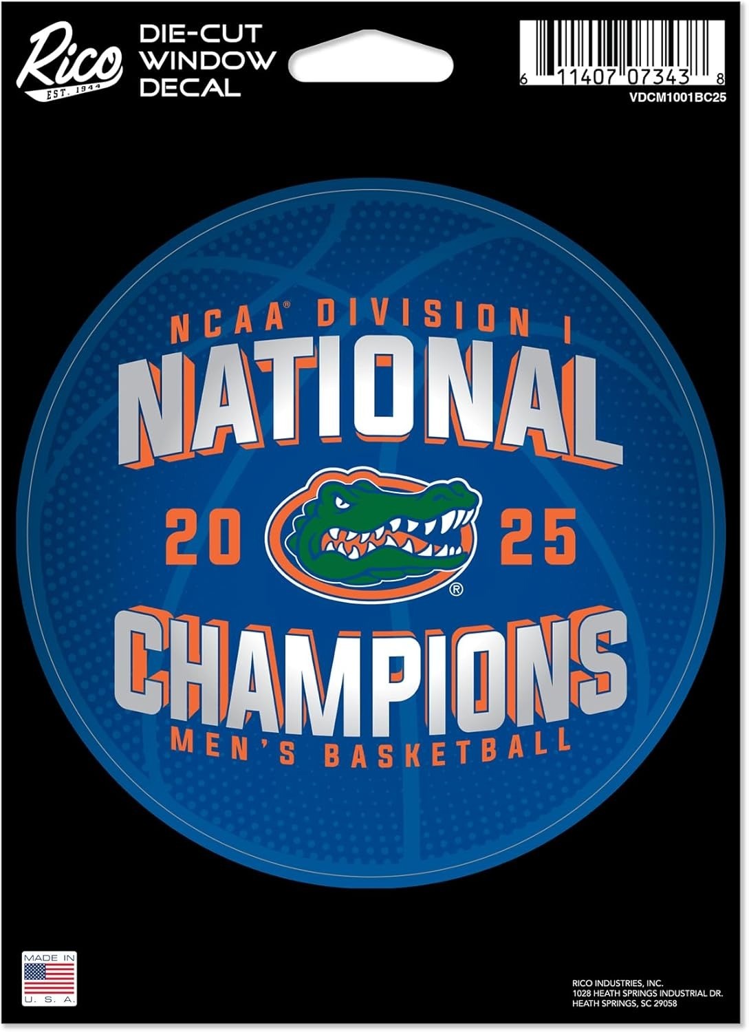 Florida Gators 2025 National Champions Die-Cut Decal 5×5 Inches