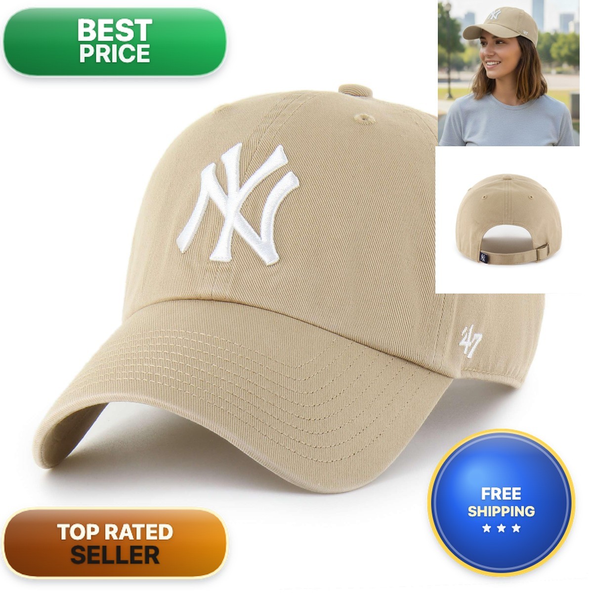 NEW YORK YANKEES ’47 CLEAN UP KHAKI CAP Size A