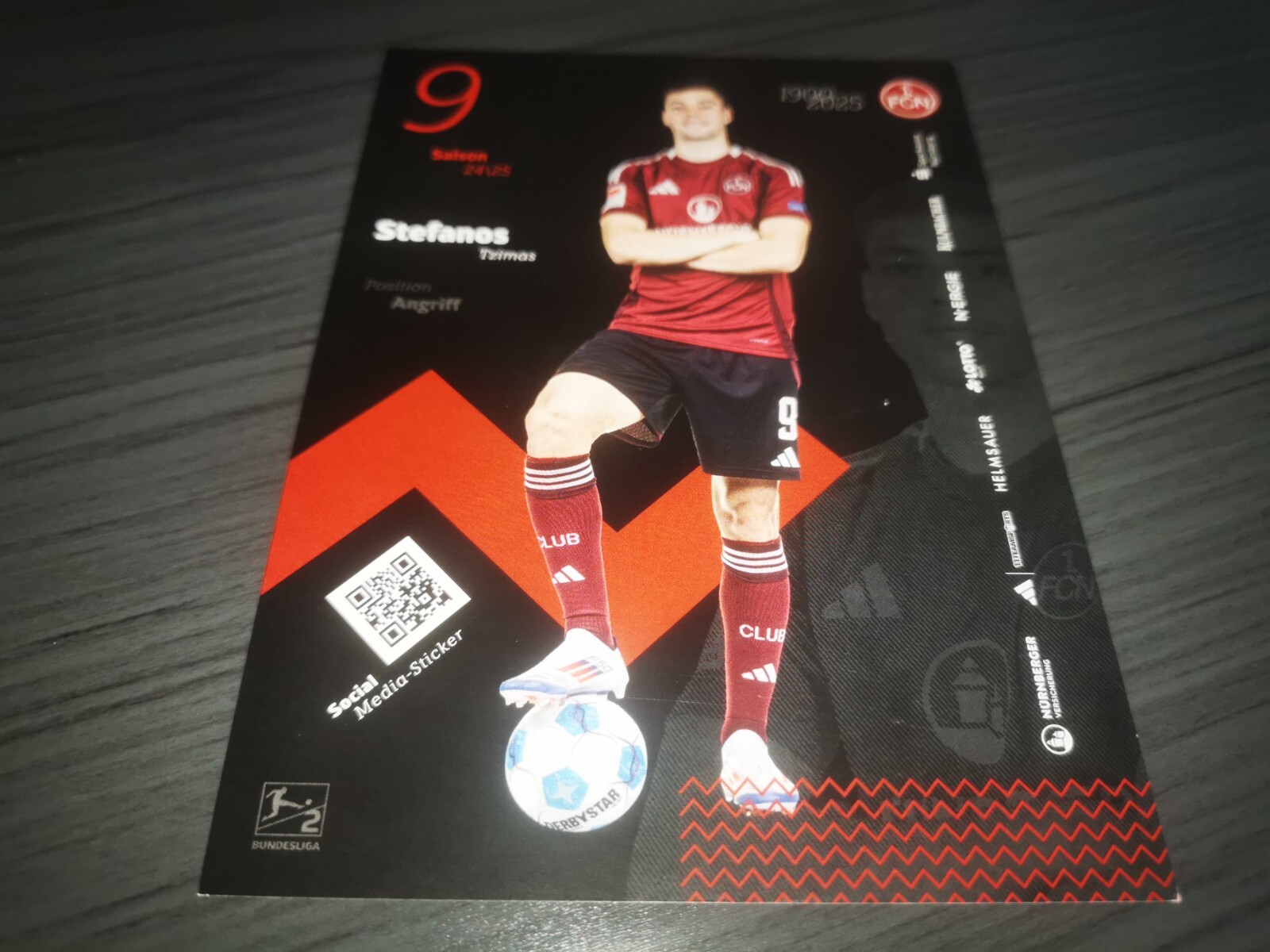 Stefanos Tzimas hand signed 1.FC Nuremberg Club autograph card