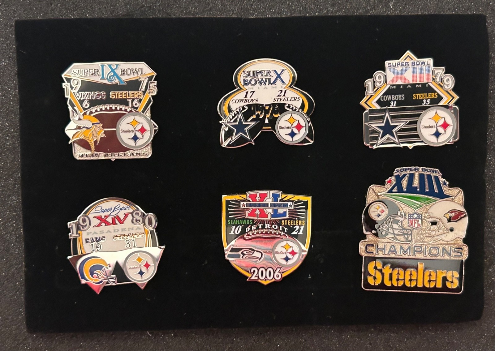 Pittsburgh Steelers Six Time Super Bowl Champions Pin Set