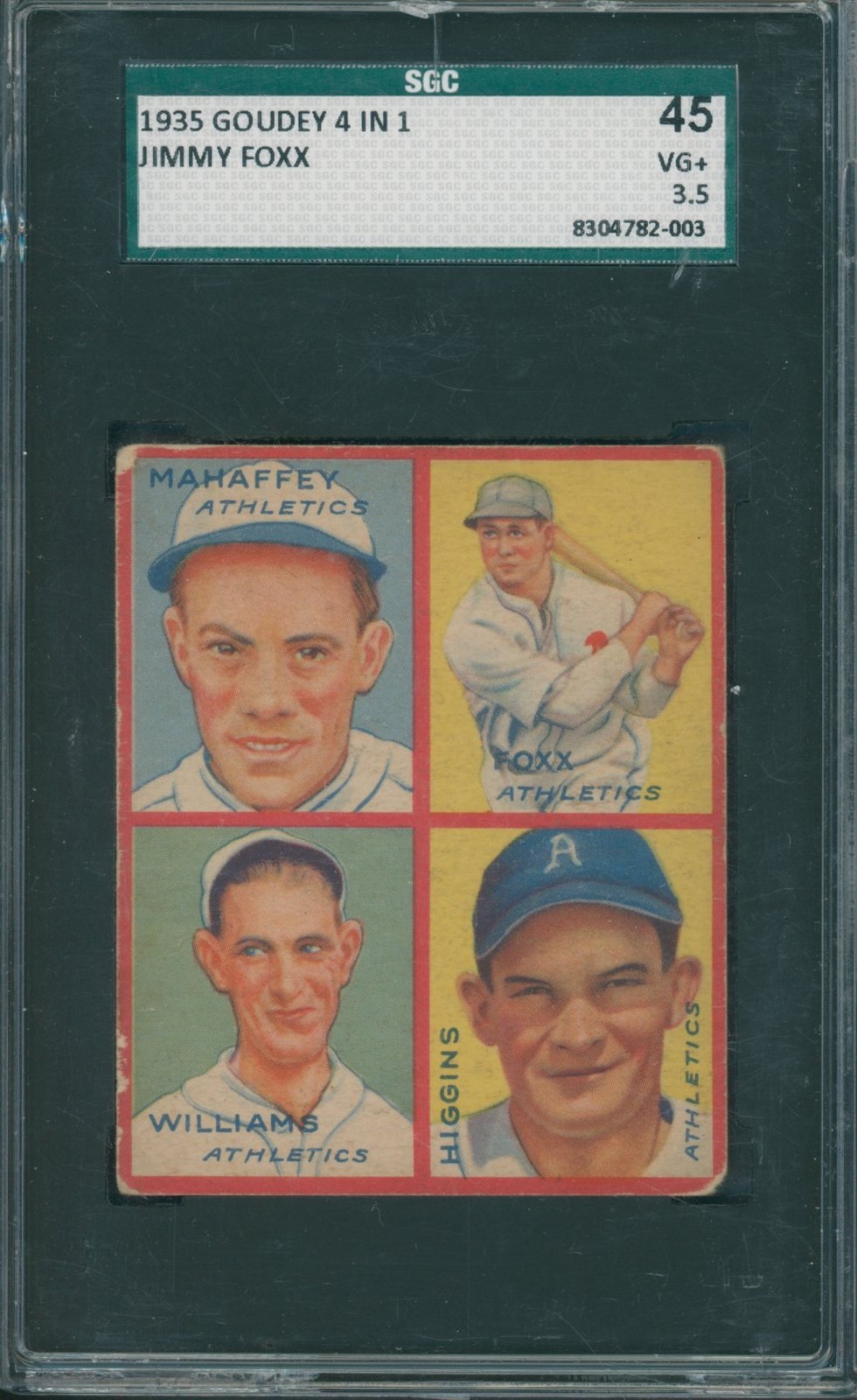 1935 Goudey 4 In 1 Jimmy Foxx SGC 45 VG+ 3.5 *2003