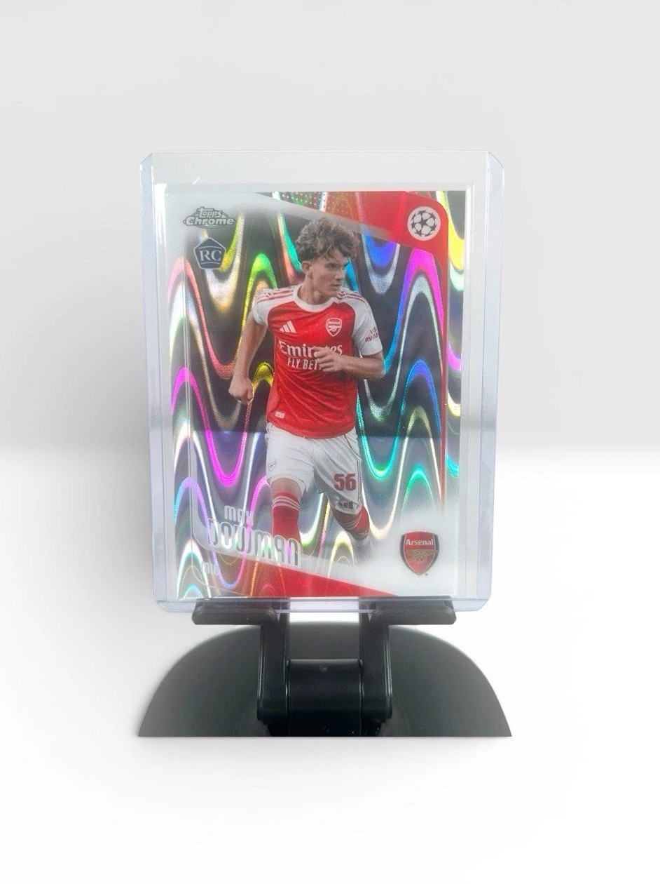 2025-26 Topps Chrome UEFA Max Dowman #57 ” Raywave Refractor” Arsenal Rookie