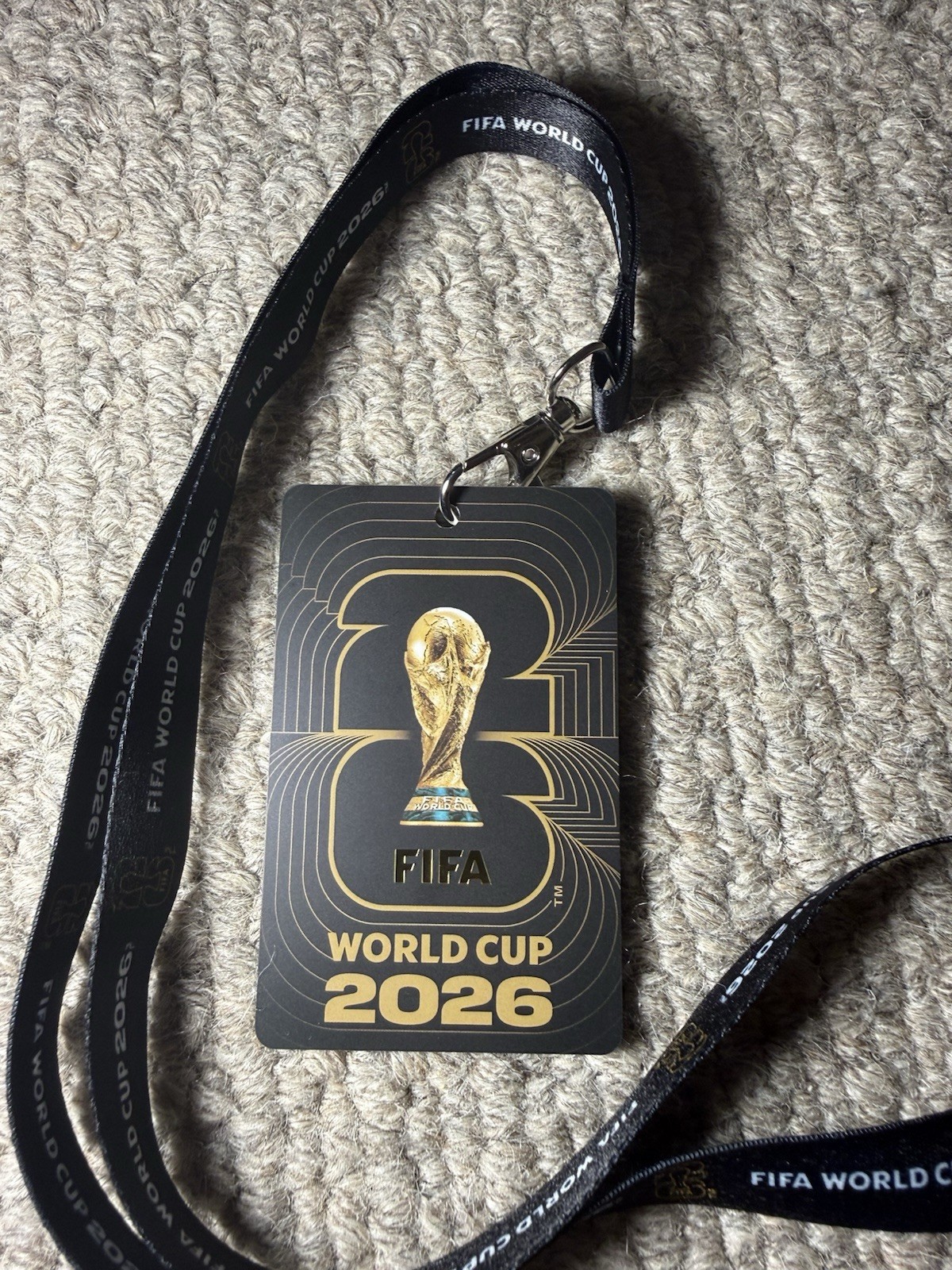 FIFA World Cup 2026 Official Lanyard with Fan ID Badge – Black & Gold, 2-Sided