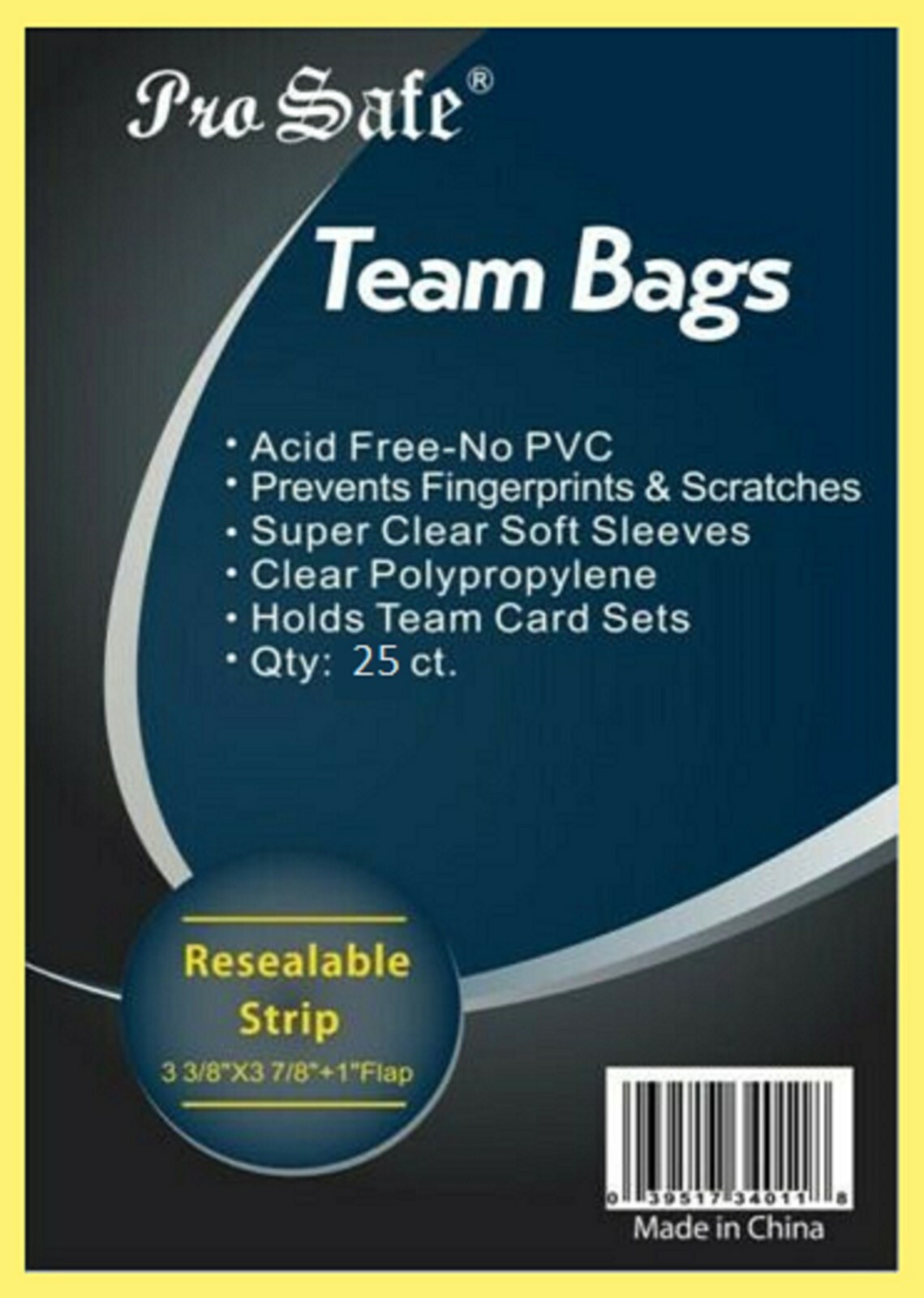25 Pro Safe Resealable Loose Team Bags Sets Sports Card Gaming FREE SHIPPING