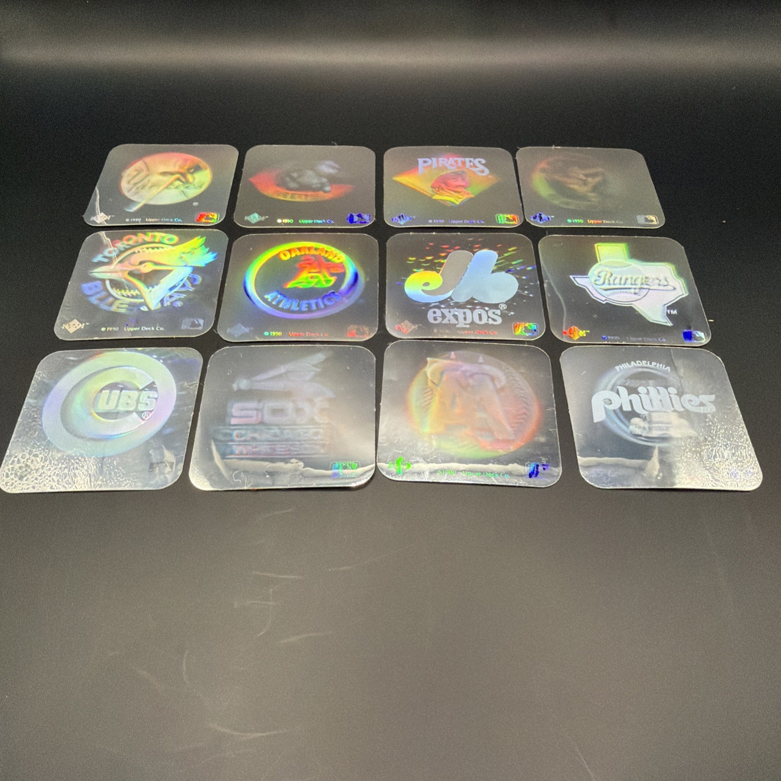 12 Card Lot Of 1990 UD Team Logo Hologram Unique & Different See Description