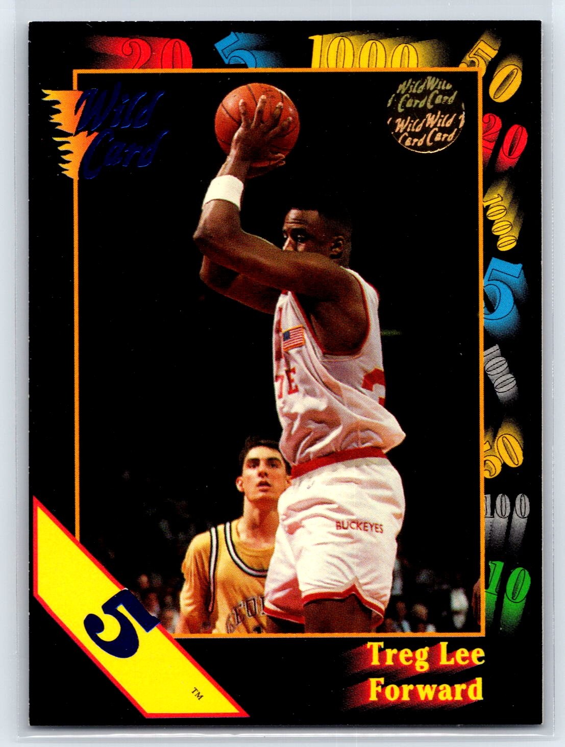 1991-92 Wild Card Treg Lee Rookie 5 Stripe Parallel Ohio State Buckeyes RC #49