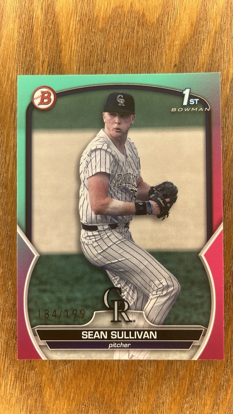 Sean Sullivan 2023 Bowman Draft 1st Aqua Pink Gradient /199 #BD-88 Rockies RC