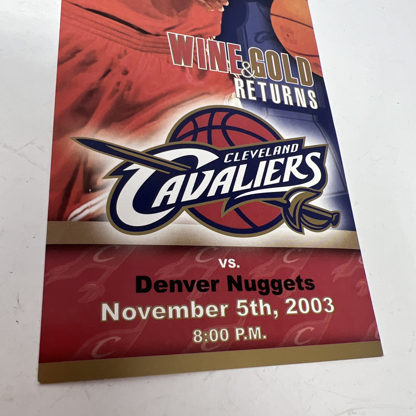 LEBRON JAMES HOME DEBUT TICKET COMMEMORATIVE CLEVELAND CAVALIERS 11/5/2003