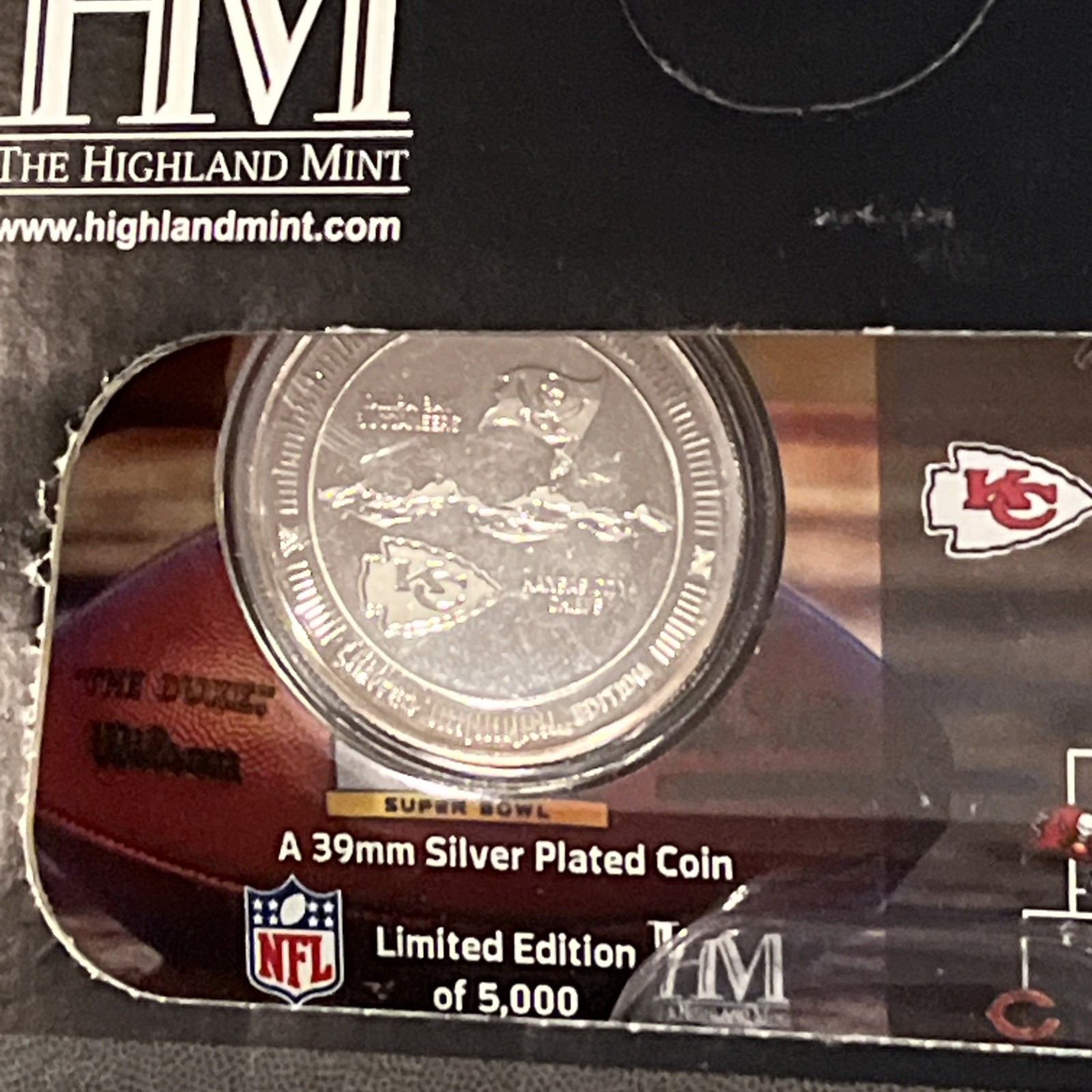 Highland Mint Super Bowl LV Chiefs VS Buccaneers Commemerative Coin Orig Pkg!!
