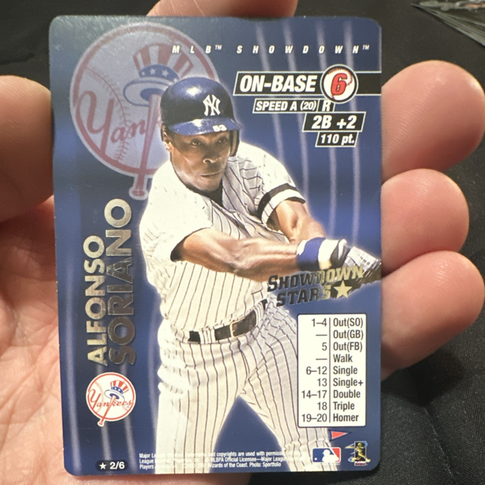 WOTC 2001 MLB Showdown Alfonso Soriano Yankees Showdown Stars 2/6 promo