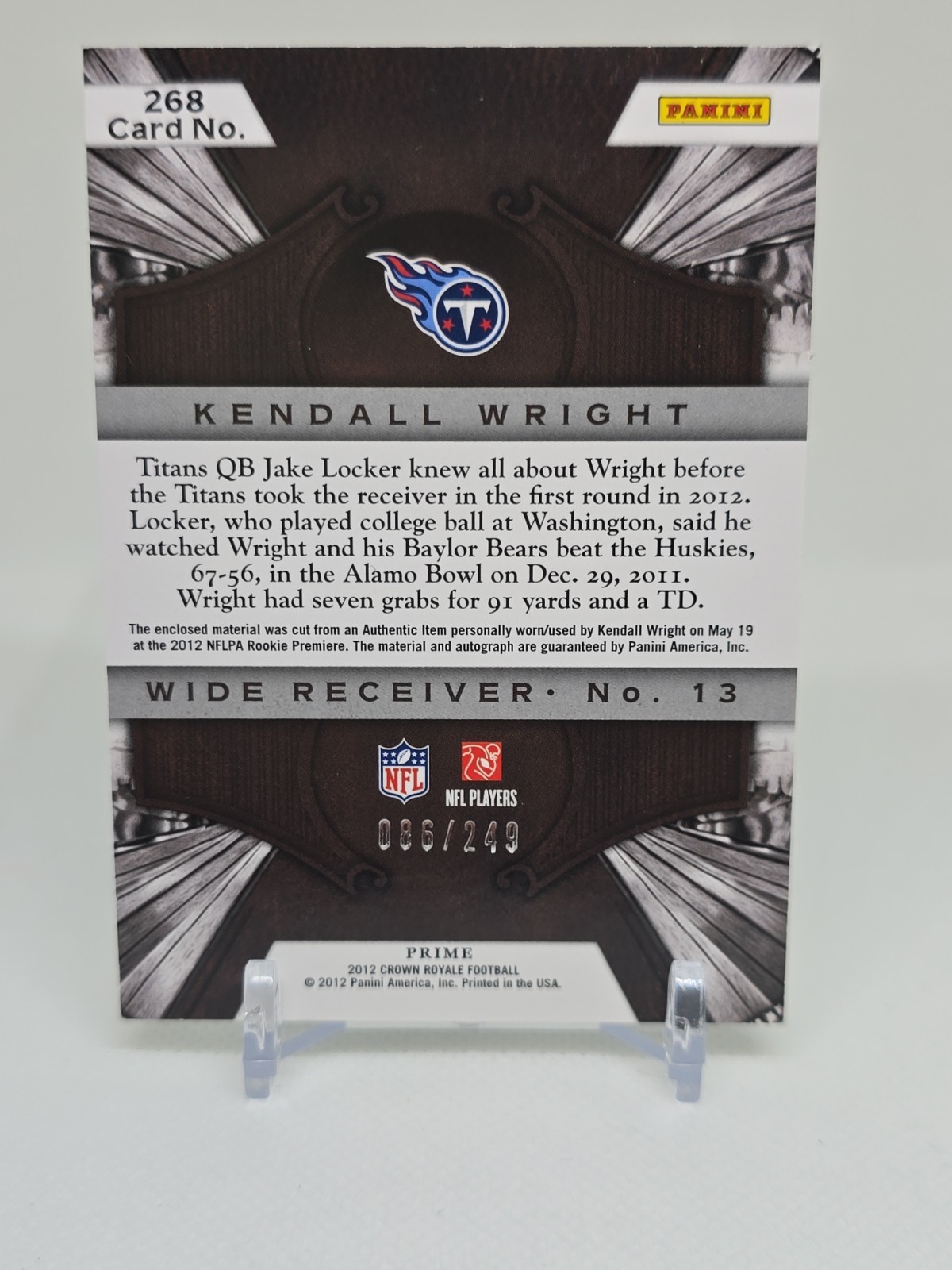 2012 Crown Royale – Kendall Wright #86/249 Sweet Patch!!!