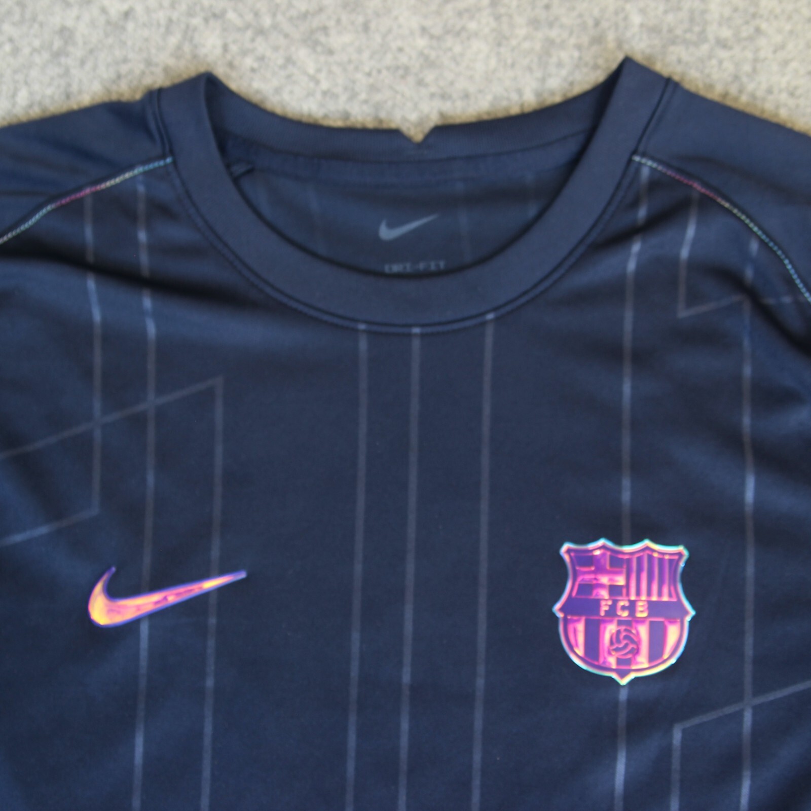 Nike FC Barcelona Soccer Jersey Men XL Navy Away Pre-Match Training Kit 2021/22