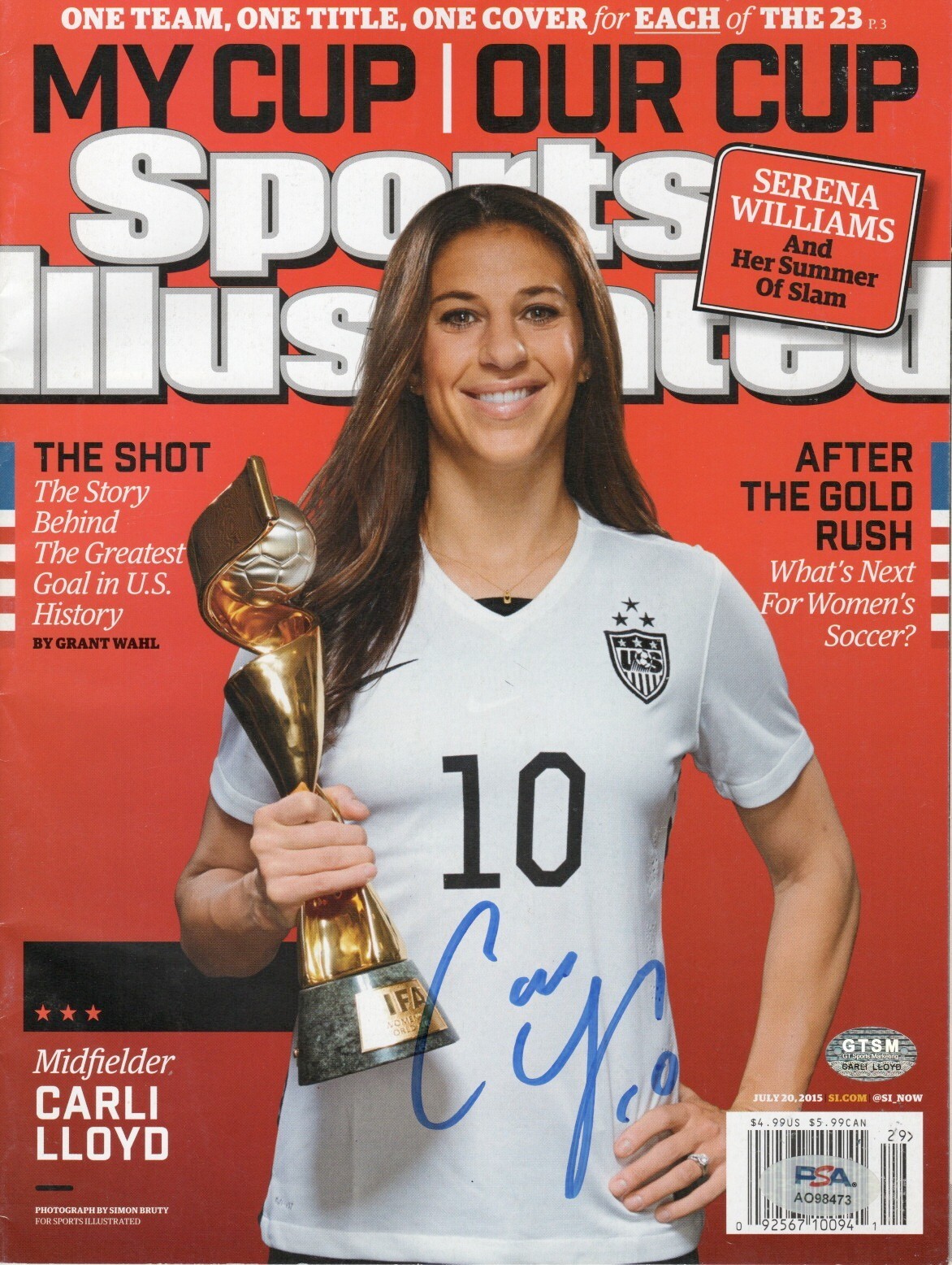 CARLI LLOYD Signed Autographed Auto Sports Illustrated Magazine USA Soccer PSA