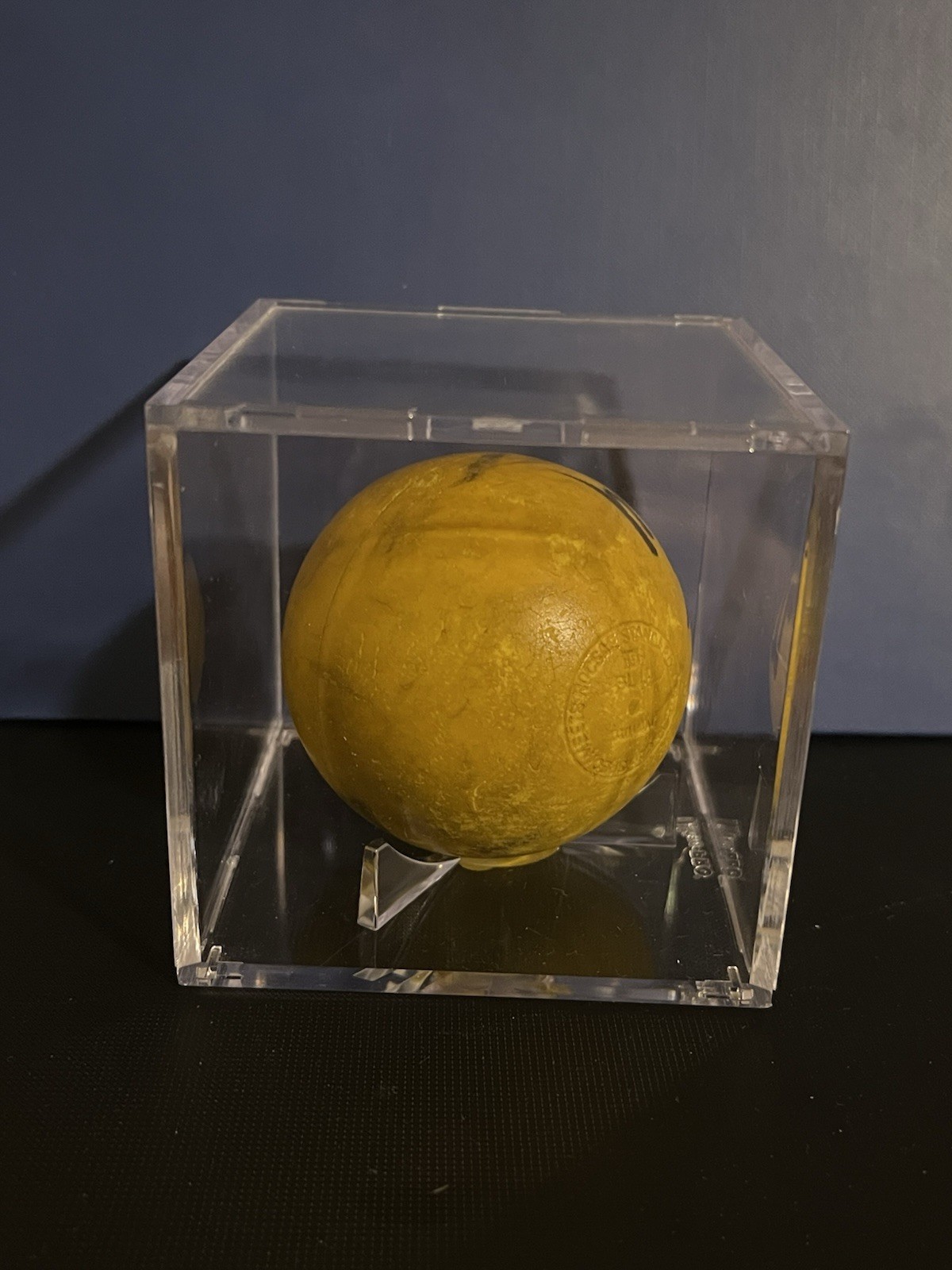John Grant Jr Autographed Yellow Lacrosse Ball Signed Lax Legend W/ Display Case