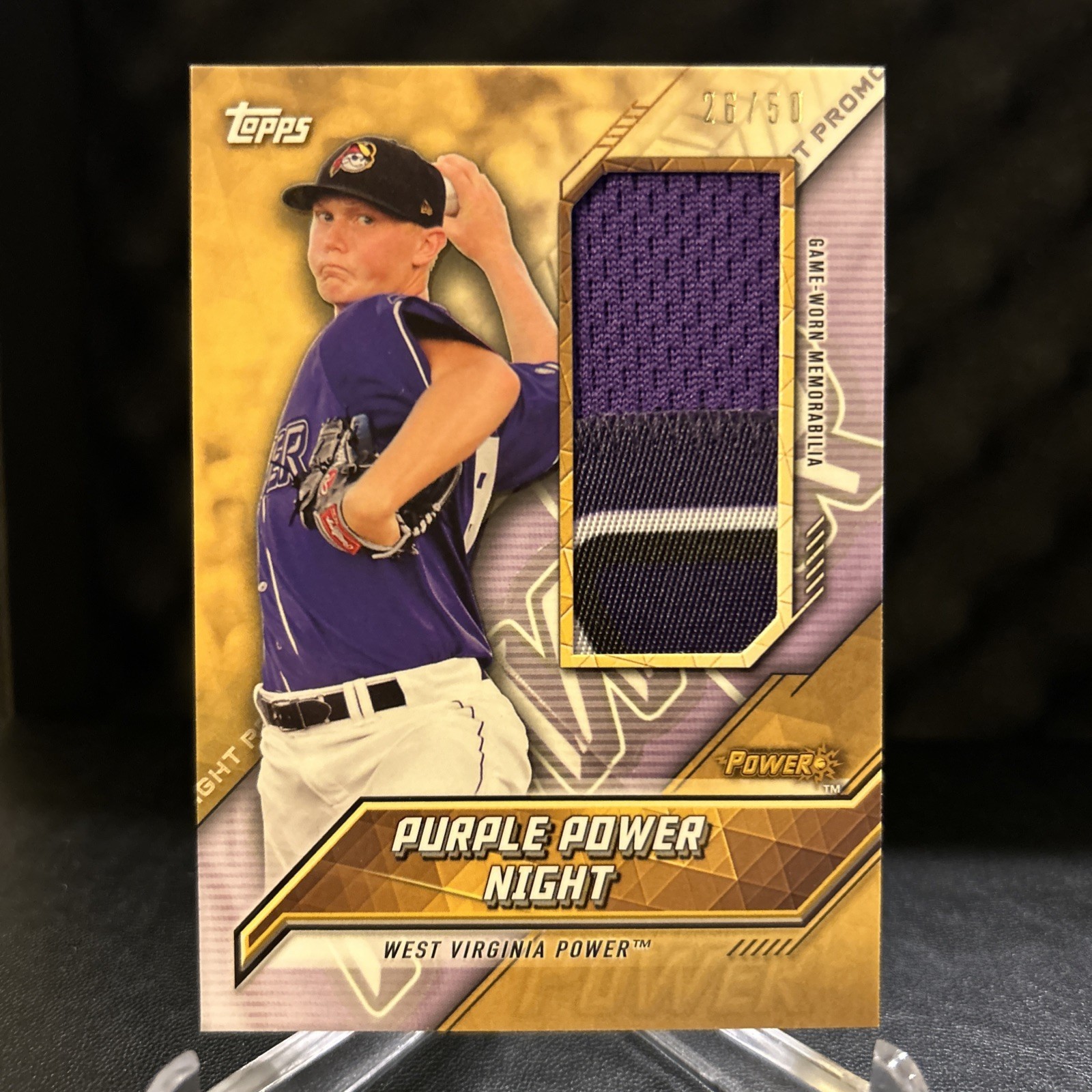 2017 Pro Debut Promo Night Uniform Relics Gold /50 West Virginia Power Purple SP